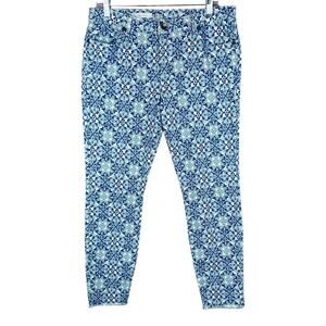 Kut From The Kloth Connie Ankle Skinny Jeans Blue White Pattern Women's 12